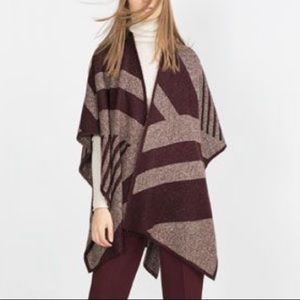 Zara knit poncho geometric print